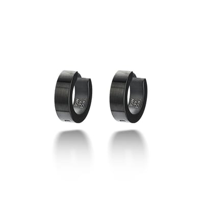 Twice As Nice black stainless steel hoop earrings, 13 mm/4 mm
