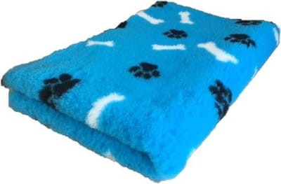Topmast Vetbed - Hondendeken - Dierenmat - Turquoise zwarte pootjes witte botjes - Latex anti-slip 150x100cm