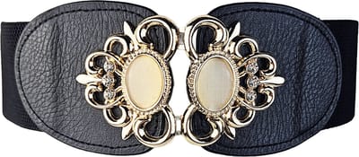 BamBella ® - Riem Maat S M L - Zwart glitter steentjes Korset Mode Body Gothic Goth taille riem met Studs rits sluiting korset belt