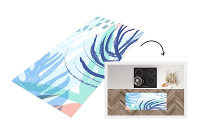 Keukenloper - Loper keuken - Zomer - Blad - Blauw - 120x50 cm - Keukenloper vinyl