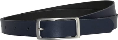 Smalle Dames Riem Donkerblauw - 2cm Breed - Riemmaat 115cm - Echt Leer - Blauw Leren Damesriem - Leren Riem Navy - Cadeau