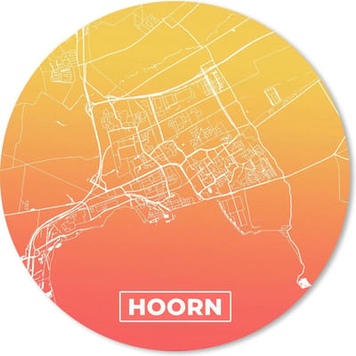 Muismat rond 20x20 cm - Mousepad Stadskaart - Hoorn - Oranje - Nederland - Ronde muismatten