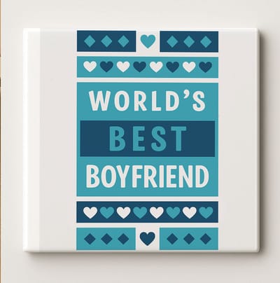 World’s Best Boyfriend Keramische Tegel – 15x15 cm Romantische Liefdescadeau Tegel – Perfect Valentijns- of Jubileumcadeau & Huisdecoratie