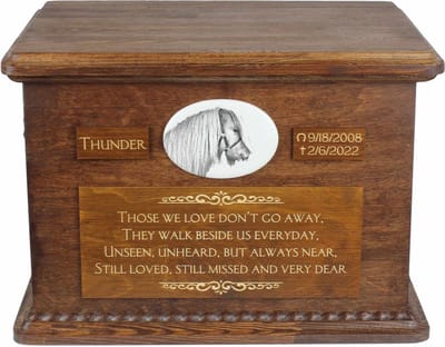 Shetland Pony urn - gepersonaliseerde urn voor paardenas met foto