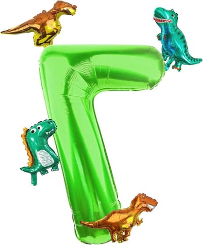 Dino cijferballon 7 - Dinosaurus ballon Folieballon 7 - Verjaardag decoreren - Grote groene folieballon - 101 cm - Groen