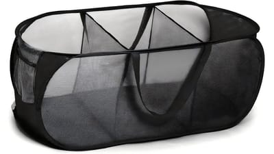 Opvouwbare wasmand (36 x 36 x 80 cm), wasmand met handvat, inklapbare wasmand, opbergmand voor kinderkamer, kamperen en reizen