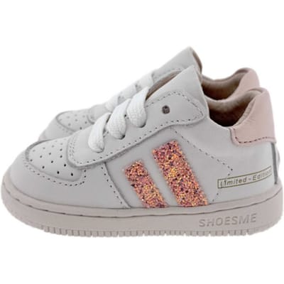 Shoesme Wit-Roze Sneakertje - Sneakers Kinderen - Meisjes - White Peach - Leer - Maat 19