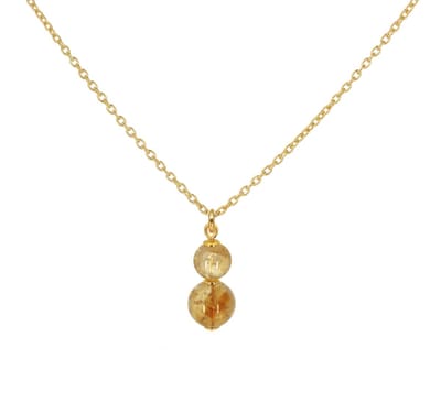 ARLIZI 2342 Ketting citrien kralen hanger - verguld - 44 cm