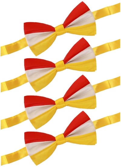 PartyXplosion Carnaval verkleed strikje - 4x - Oeteldonk - rood/geel/wit - Den Bosch - 12 x 6 cm - clipsluiting