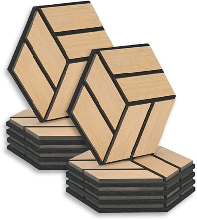 Homestyle4u akoestisch paneel - 10 stuks - Natuurlijk - Zeskant