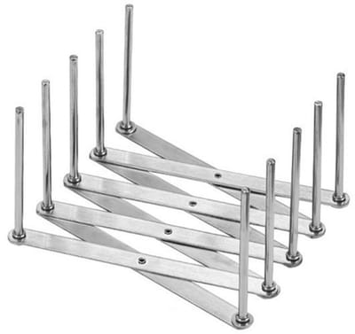 Rek voor pannendeksels - Opbergrek - Rek voor snijplanken - Bordenrek - Keukenrek - Uitschuifbaar - Opbergrek met vier lagen - Zilver - Roestvrij staal