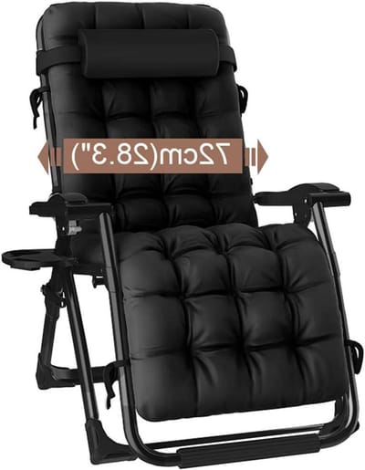 Opklapbare Loungestoel - Tuinstoel Ligstoel - Ontspannen Buiten - Vergrendelbaar Reclinersysteem - 170 cm - Zwart