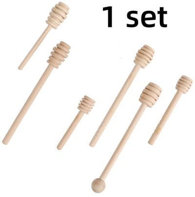 6 stuks -Honinglepels - Jam-, melk- en koffiestaafje - Onbewerkt en ongewaxt hout - Draagbaar en minimalistisch ontwerp - Houtkleur