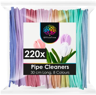 OfficeTree Pijpenragers 220-delig Pastel - Chenille Draad 30 cm - Knutselset voor Kinderen - Knutselpakket voor DIY en Decoratie