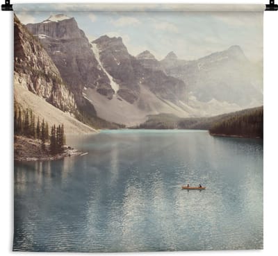 Wandkleed Moraine Lake - Het Canadese Moraine Lake met de vallei nabij Lake Louise Wandkleed katoen 150x150 cm - Wandtapijt met foto