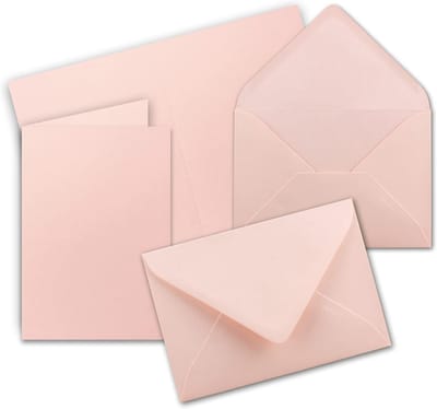 50 Blanco Vouwkaarten B6 Roze met Enveloppen voor Uitnodigingen en Kaarten