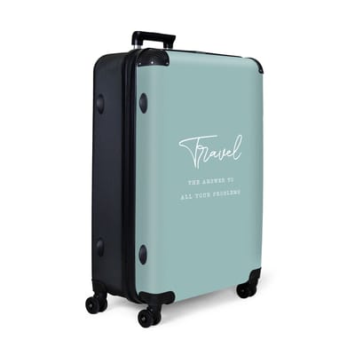 NoBoringSuitcases.com® - Koffer groot - Reiskoffer lichtgewicht - Quotes - Travel - Reizen - Wit - Rolkoffer met 4 wielen - Grote trolley XL - 98 liter bagage