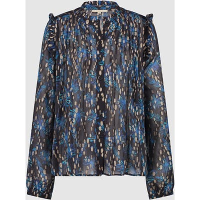 Circle of Trust Mallory Blouse Blue Flowers Maat: XS | Longsleeves Outlet | Dames | Zwart