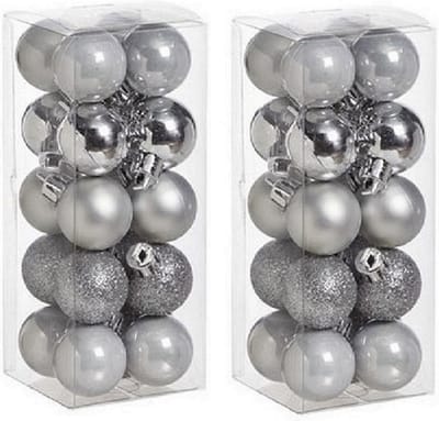 Cosy & Trendy Kerstballen - 40x kunststof - zilver - 3 cm - mat glans glitter