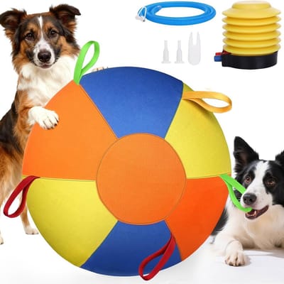 KZQ Herdersbal voor huisdieren - Scheurvaste opblaasbare bal - Hondentrainingsbal - Interactief speelgoed voor huisdieren - Herderstrainingsbal - Geschikt voor buitentraining, beweging en spel voor kleine, middelgrote en grote honden - 45 cm