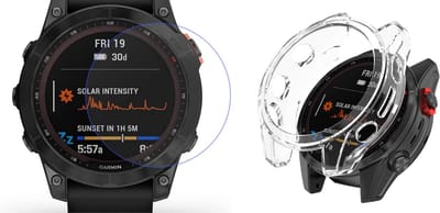 Strap-it TPU Case (Transparant) + Screenprotector - Geschikt voor Garmin Fenix 7 (Solar) - Schokbestendige hoes - Krasbestendige schermbeschermer - 360° volledige bescherming - Bundel