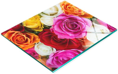 Multifunctionele decoratieve snijplank voor in de keuken met verstevigde randen, kleurrijke rozen, 60x52 cm