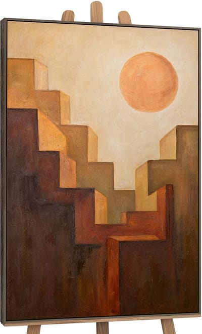 Canvas schilderij landschapsformaat handgeschilderd beklimming abstract krachtig – YS-Art Gallery – Inspirerende wanddecoratie voor woonkamer – Modern schilderij voor kantoor