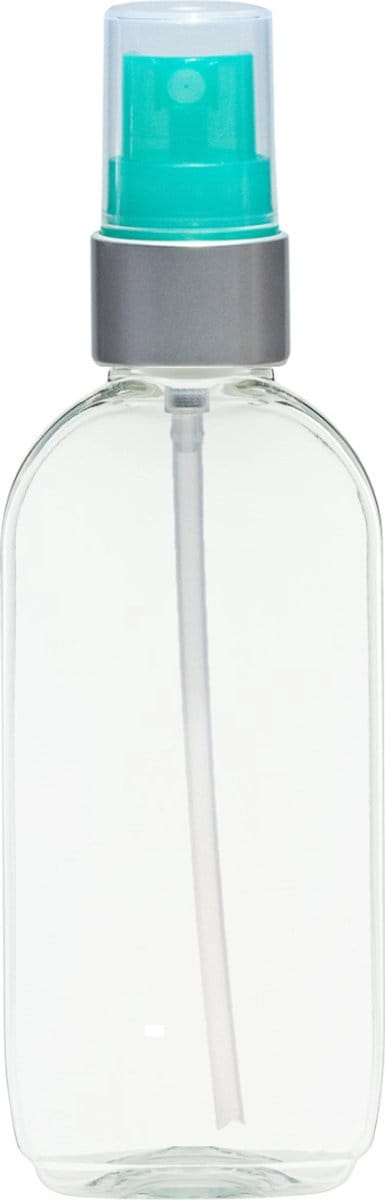 Lege Plastic Fles 75 ml langwerpig - transparant - met luxe zilveren verstuiverdop - set van 10 stuks - blauw groen spraypomp - leeg - navulbaar