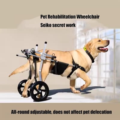 Hondenrolstoel - Revalidatiehulp - Ondersteuning Achterpoten - Lichtgewicht Aluminium - Voor Grote Honden - Zwart