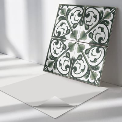 Wallfluent Vinyl Tegels - Plantenpatroon met Ornamenten Vinyl Vloer Tegels - 30 cm x 30 cm - Groente PVC Tegels - 9 stuks - Vierkant PVC Tegels - Texturen Plaktegels - Zelfklevende Vinyl Tegels - Plaktegels Keuken en Badkamer