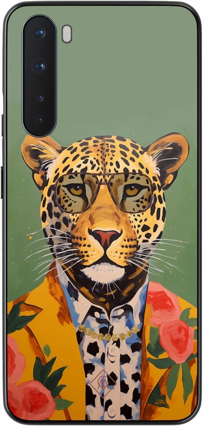 Casimoda® hoesje - Geschikt voor OnePlus Nord - Luipaard Hipster - TPU - Backcover - Groen - Luipaardprint