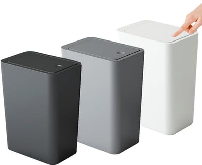 Smalle Keukenprullenbak 10L Set van 3 - Geurvrij Met Deksel - Zwart, Wit & Grijs