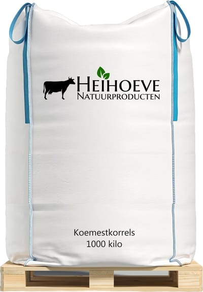 Koemestkorrels 1000 kilo Bigbag voor 10.000 m2 - Universele tuinmest - Natuurlijke bemesting - Bodemverbeteraar) Koemest korrel rechtstreeks van onze boerderij