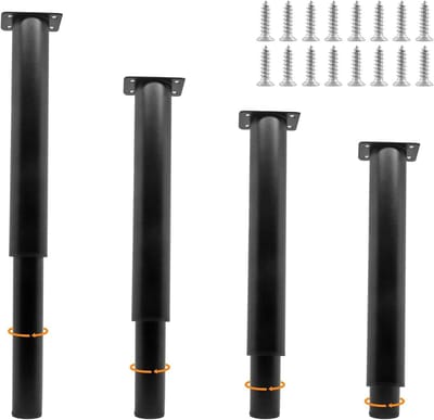 Verstelbare Meubelpoten - Kast Poten - Meubels Verhogen - Roestbestendig Staal - 4 Stuks 25-43cm - Zwart