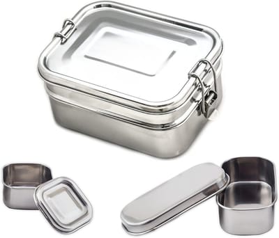 Famanu – Premium roestvrijstalen Bento Box set - broodtrommel en lunchbox 4-in-1 - vaatwasmachinebestendig en getest - 1900 ml - inclusief mini-container - school en kleuterschool