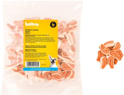 Boomy – Hondensnacks - Zachte hondensnoepjes - Beloningssnoepjes met kip en kabeljauw - Sushi rolletjes – 500g