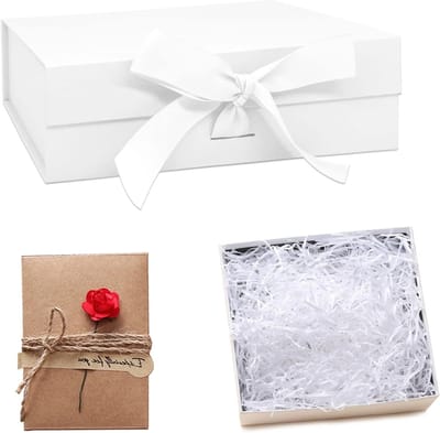 Witte Magnetische Cadeaubox met Deksel en Strik, Perfect voor Verjaardagen, Bruiloften en Feestdagen