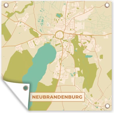 Tuin poster Neubrandenburg - Plattegrond - Vintage - Kaart - Stadskaart - 200x200 cm - Tuindoek