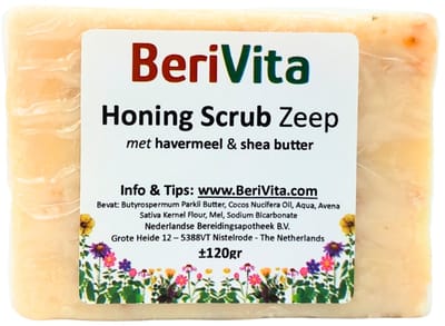 Honing Scrubzeep 120gr met Haver - Natuurlijke Scrub Zeeptablet met Shea Butter, Honing en Havermout