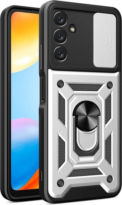 Coverup Hoesje - Geschikt voor Samsung Galaxy A14 Hoesje - Coverup Armor Ring Kickstand Back Cover met Camera Shield - Grijs