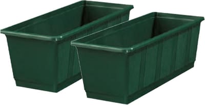 Geli Plantenbak kunststof - 2x - groen - 60 x 17,5 x 14,5 cm - Bloembakken/plantenbakken voor binnen/buiten