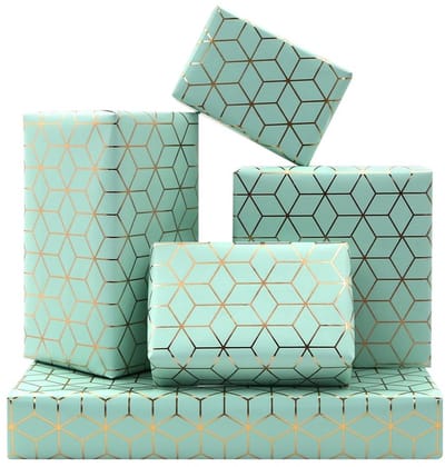 Dailygoods- Cadeaupapier Luxe - Geometrisch Patroon - Goudfolie - 50 x 70 cm - 4 Vellen - Voor Verjaardag/Bruiloft - Inpakpapier