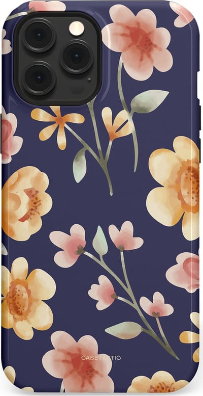 Casetastic Hoesje Geschikt voor Apple iPhone 12 Pro Max Magsafe - Stijlvolle Beschermende Duo-layer Case - Fluweel Bloemendesign
