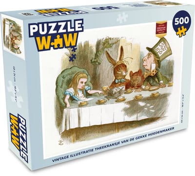 Puzzel Vintage illustratie theekransje van de gekke hoedenmaker - Legpuzzel - Puzzel 500 stukjes