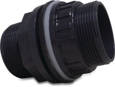 Doorvoer PVC-U 32 mm x 1 1/4" x 1 1/4" lijmmof x buitendraad x buitendraad 10bar grijs P1