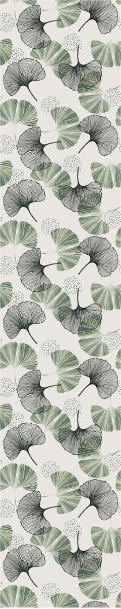 Voorgelijmd vliesbehang - GRIJSGROENE GINKGOBLADEREN - 1 rol van 300x60cm
