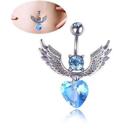 Navelpiercings Cubic Zirconia Chirurgisch Staal Mode Vleugel Lichaampsjuwelen voor Vrouwen Navelpiercing blauw