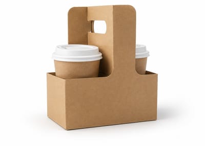 Pomebio kraft draagtray 2-vaks - 50 stuks - draagtray voor bekers - bekerhouder 2-vaks
