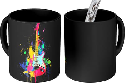 Magische Mok - Foto op Warmte Mokken - Koffiemok - Gitaar - Kleurrijk - Verf - Magic Mok - Beker - 350 ML - Theemok