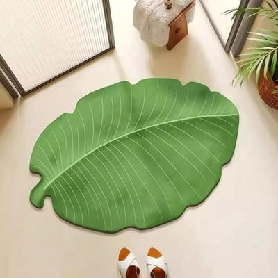 Badmat - Antislip Badmat - Met Rubberen Onderlaag - Supersnel drogende Vloermat voor Bad Douche en Keuken - Bladvormig Design - Formaat 40x60 cm
